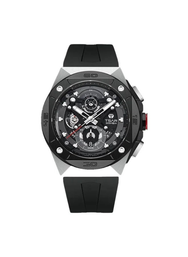 Tsar Bomba Elemental TB8801Q-01 Classic Crystal Chronograph Luminous Black Rubber Strap - Image 1